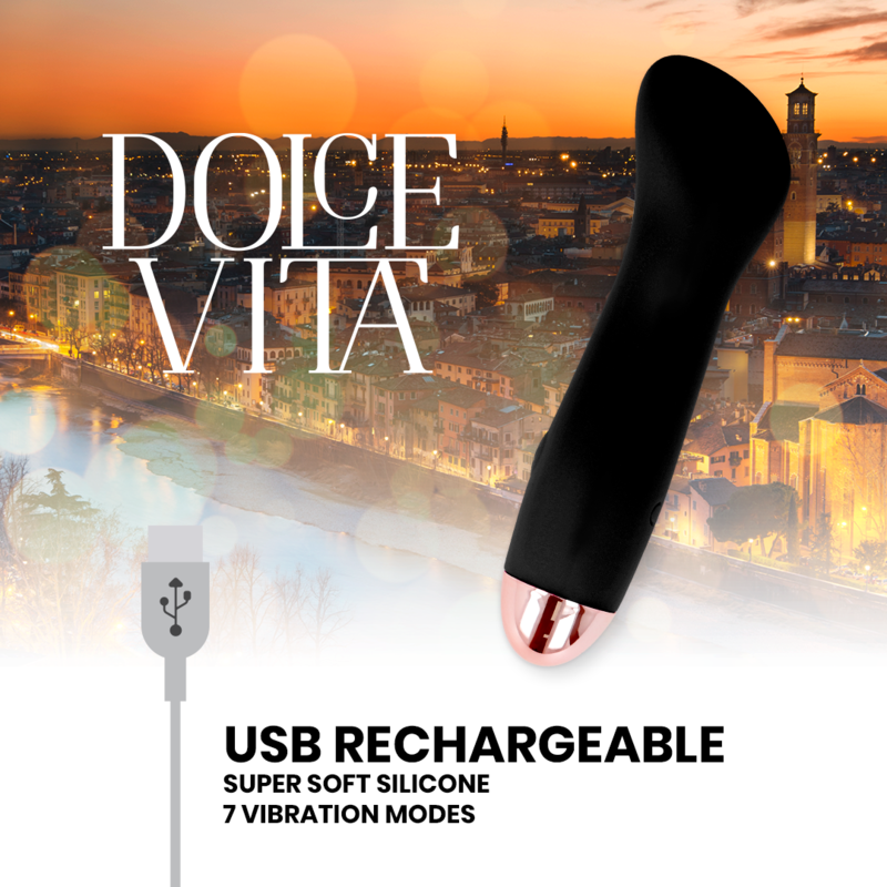 DOLCE VITA - VIBROMASSEUR RECHARGEABLE UN NOIR 7 VITESSES
