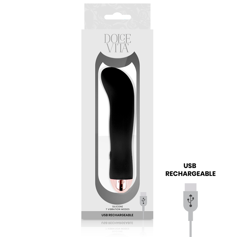 DOLCE VITA - VIBROMASSEUR RECHARGEABLE DOUBLE NOIR 7 VITESSES