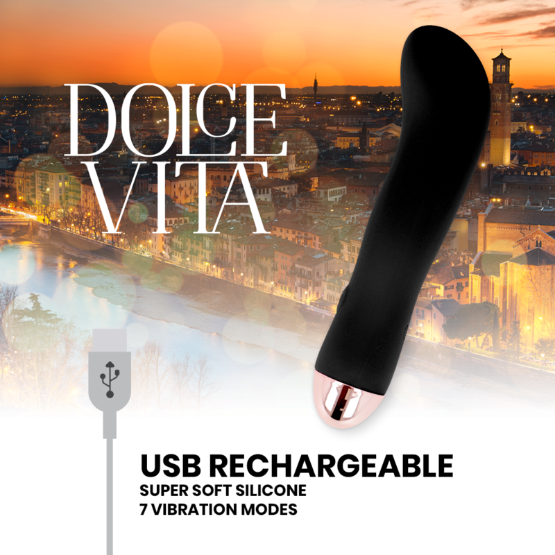 DOLCE VITA - VIBROMASSEUR RECHARGEABLE DOUBLE NOIR 7 VITESSES