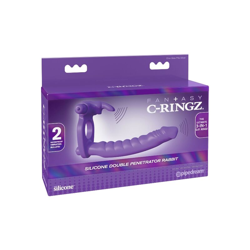 ANNEAUX FANTASY C-RINGZ - LAPIN VIBRANT DOUBLE EN SILICONE