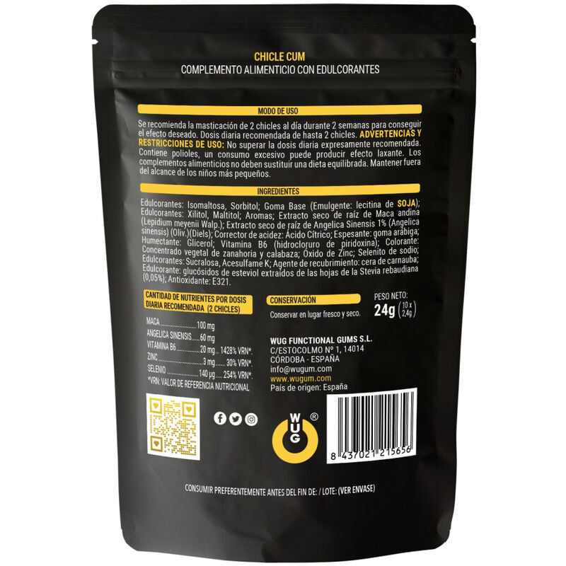GOMME WUG SEX SENSE - AUGMENTATION DE L'ÉJACULATION DE SPERME & SPERME GOÛT BANANE 10 UNITÉS