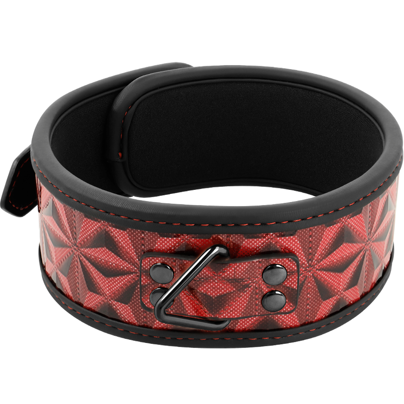 BEGME - COLLIER EN CUIR VÉGÉTALIEN HAUT DE GAMME ÉDITION ROUGE AVEC DOUBLURE EN NÉOPRÈNE