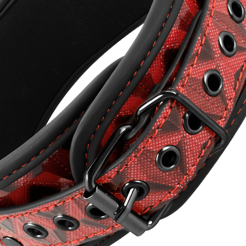 BEGME - COLLIER EN CUIR VÉGÉTALIEN HAUT DE GAMME ÉDITION ROUGE AVEC DOUBLURE EN NÉOPRÈNE