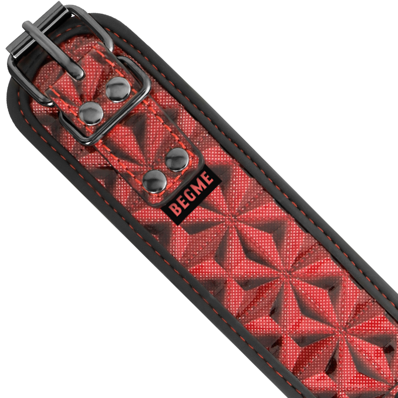 BEGME - COLLIER EN CUIR VÉGÉTALIEN HAUT DE GAMME ÉDITION ROUGE AVEC DOUBLURE EN NÉOPRÈNE