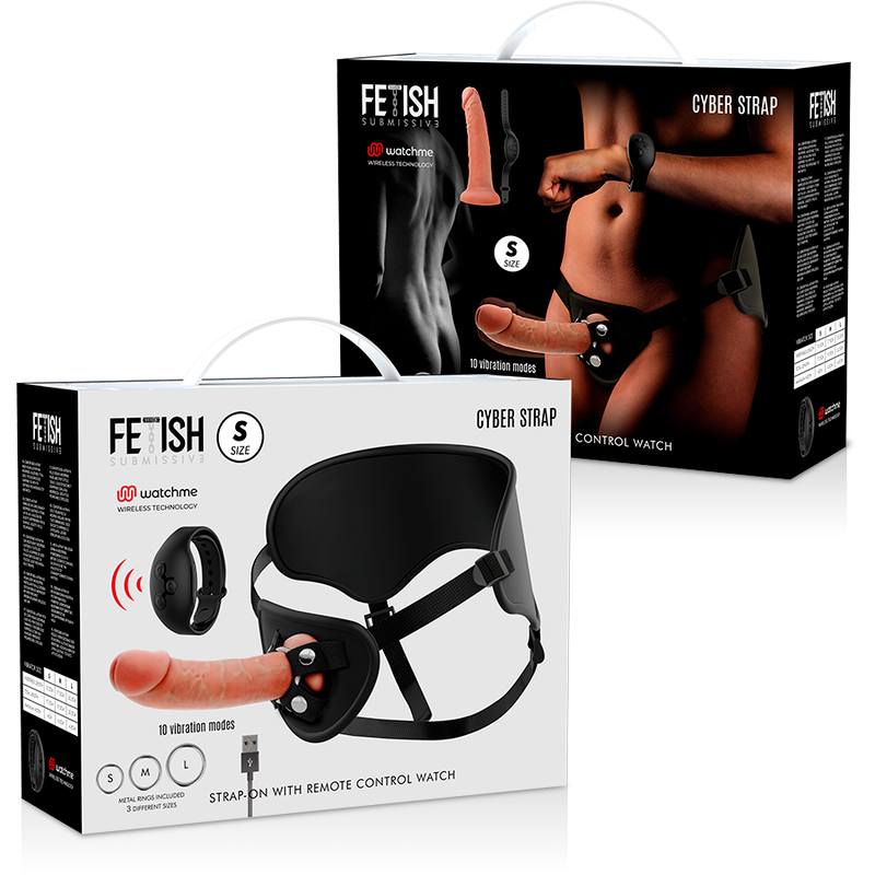 FETISH SOUMIS CYBER STRAP - HARBAIS AVEC TECHNOLOGIE DE MONTRE-DILLDO TÉLÉCOMMANDÉE