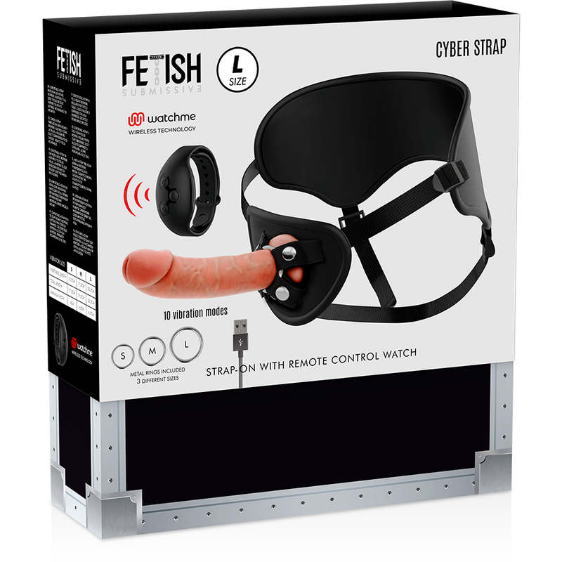 FETISH SOUMIS CYBER STRAP - HARNAIS TÉLÉCOMMANDÉ DILDO WATCHME L-TECHNOLOGIE