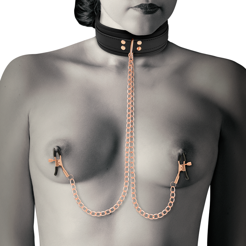 COQUETTE CHIC DESIRE - COLLIER AVEC PINCES À SEINS FANTAISIE ET DOUBLURE EN NÉOPRÈNE