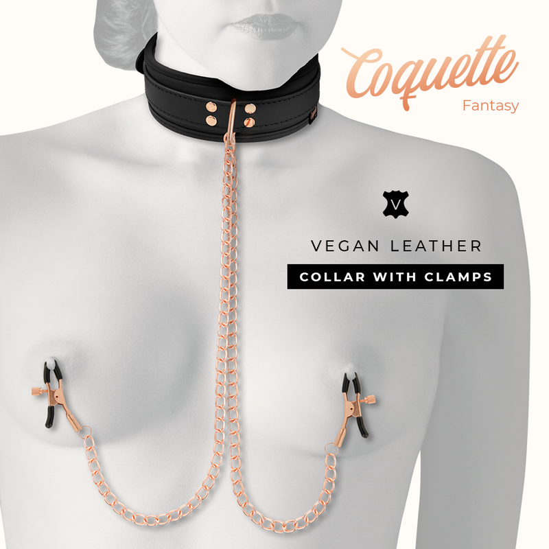 COQUETTE CHIC DESIRE - COLLIER AVEC PINCES À SEINS FANTAISIE ET DOUBLURE EN NÉOPRÈNE