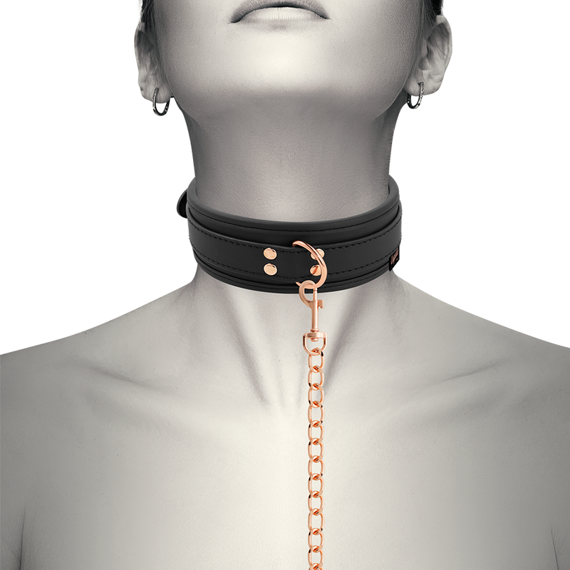 COQUETTE CHIC DESIRE - COLLIER FANTAISIE EN CUIR VÉGÉTALIEN AVEC SANGLE ET DOUBLURE EN NÉOPRÈNE
