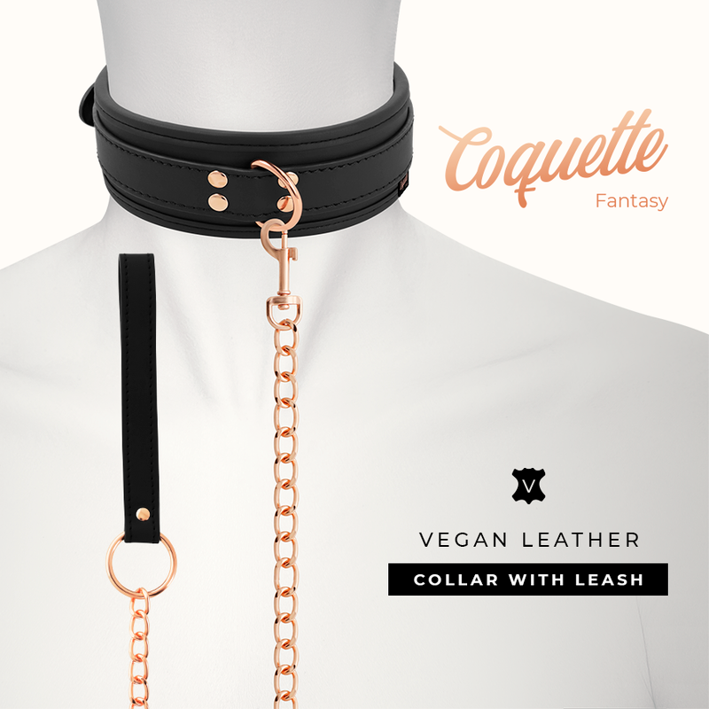 COQUETTE CHIC DESIRE - COLLIER FANTAISIE EN CUIR VÉGÉTALIEN AVEC SANGLE ET DOUBLURE EN NÉOPRÈNE