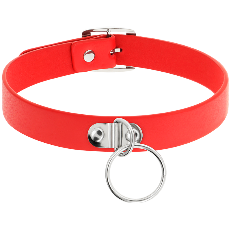 COQUETTE CHIC DESIRE - COLLIER ROUGE EN CUIR VÉGÉTALIEN ACCESSOIRE FÉTICHE POUR FEMMES