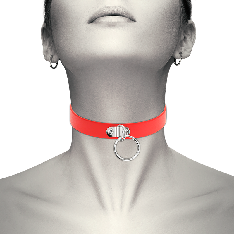 COQUETTE CHIC DESIRE - COLLIER ROUGE EN CUIR VÉGÉTALIEN ACCESSOIRE FÉTICHE POUR FEMMES