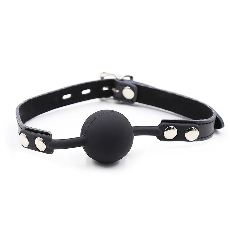 OHMAMA FETISH - BAILLON BILLE EN SILICONE AVEC SANGLE EN CUIR (CADENAS INCLUS)