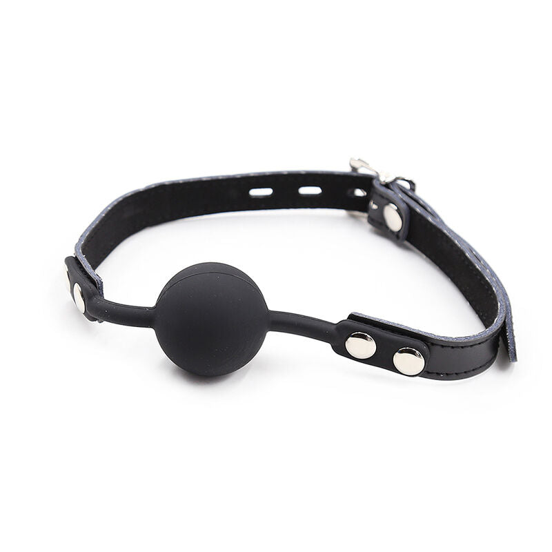 OHMAMA FETISH - BAILLON BILLE EN SILICONE AVEC SANGLE EN CUIR (CADENAS INCLUS)