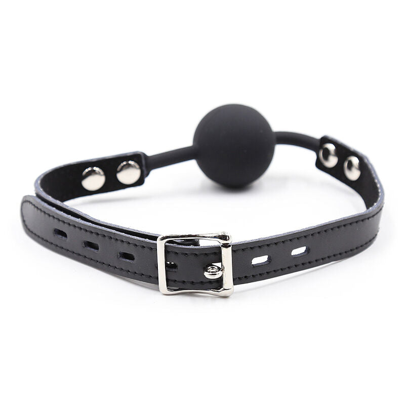 OHMAMA FETISH - BAILLON BILLE EN SILICONE AVEC SANGLE EN CUIR (CADENAS INCLUS)