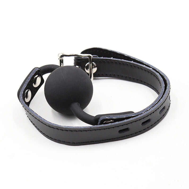 OHMAMA FETISH - BAILLON BILLE EN SILICONE AVEC SANGLE EN CUIR (CADENAS INCLUS)