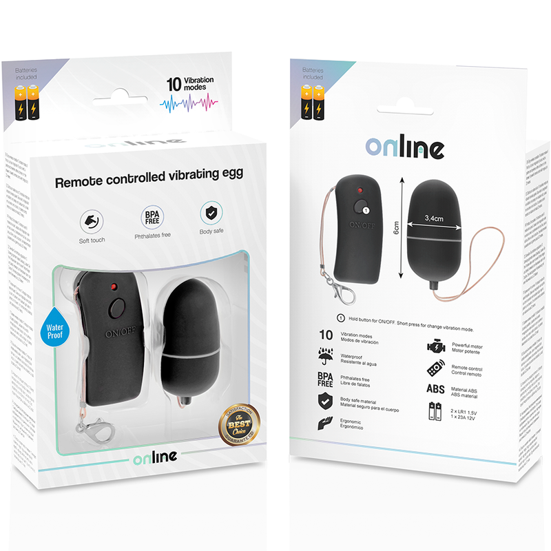 ONLINE - ŒUF VIBRANT AVEC TÉLÉCOMMANDE NOIRE