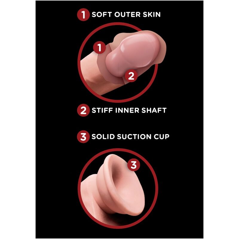 KING COCK - PLUS GODEMICHET 3D TESTICULES PENDANTS 15.2 CM PEAU CLAIRE