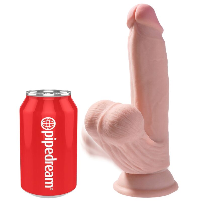 KING COCK - PLUS GODEMICHET 3D TESTICULES PENDANTS 15.2 CM PEAU CLAIRE