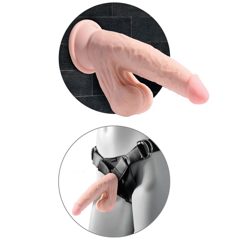 KING COCK - PLUS GODEMICHET 3D TESTICULES PENDANTS 15.2 CM PEAU CLAIRE