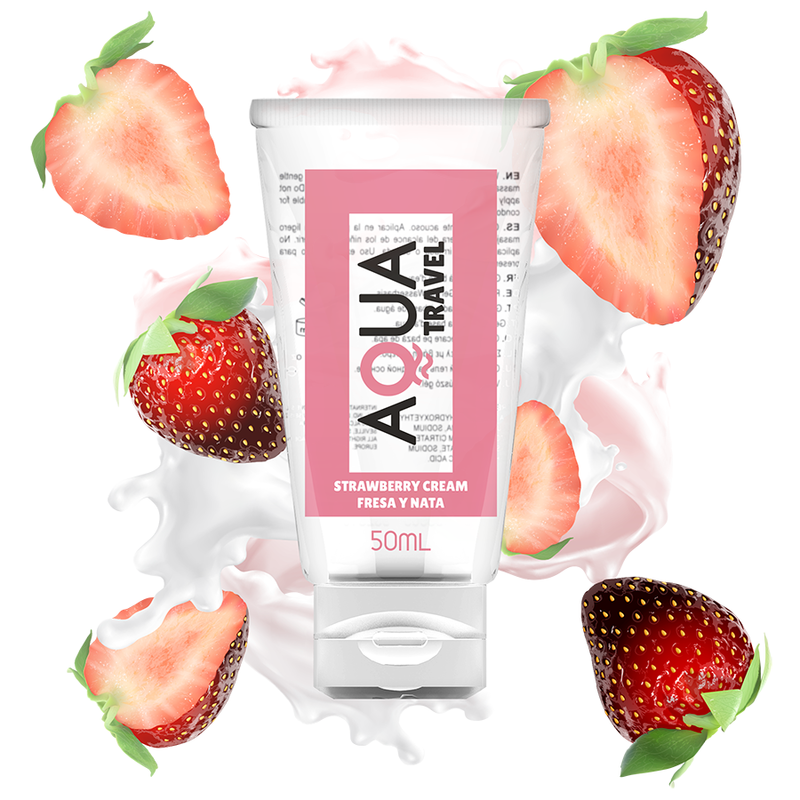 AQUA TRAVEL - LUBRIFIANT À BASE D'EAU GOÛT FRAISE-CRÈME - 50 ML