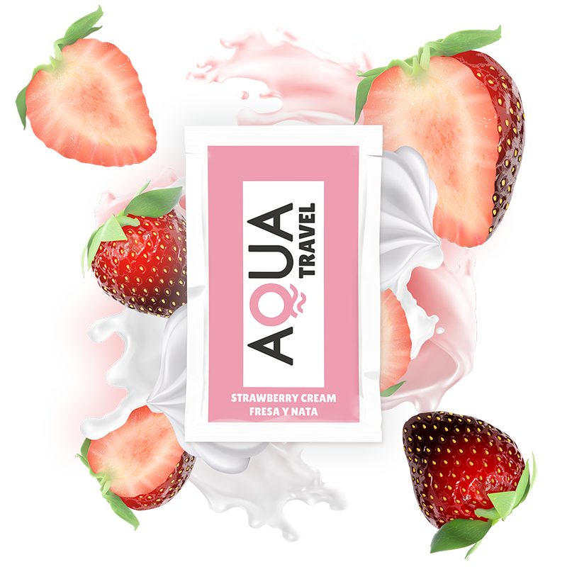 AQUA TRAVEL - LUBRIFIANT À BASE D'EAU GOÛT FRAISE-CRÈME 6 ML