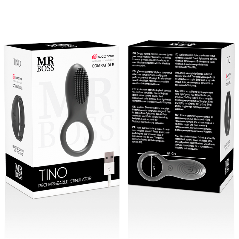 MR BOSS - ANNEAU DE STIMULATION TINO + TÉLÉCOMMANDE WATCHME