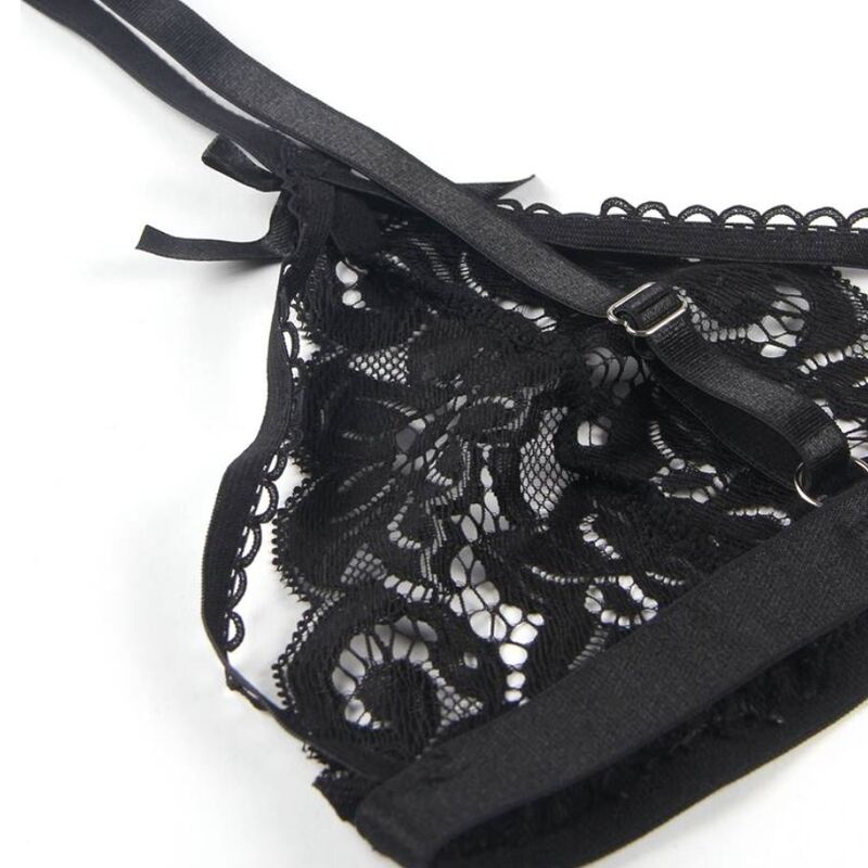 ENSEMBLE SUBLIME - TROIS PIÈCES SOUTIEN-GORGE + PORTE-JARRETELLES + TANGA L/XL