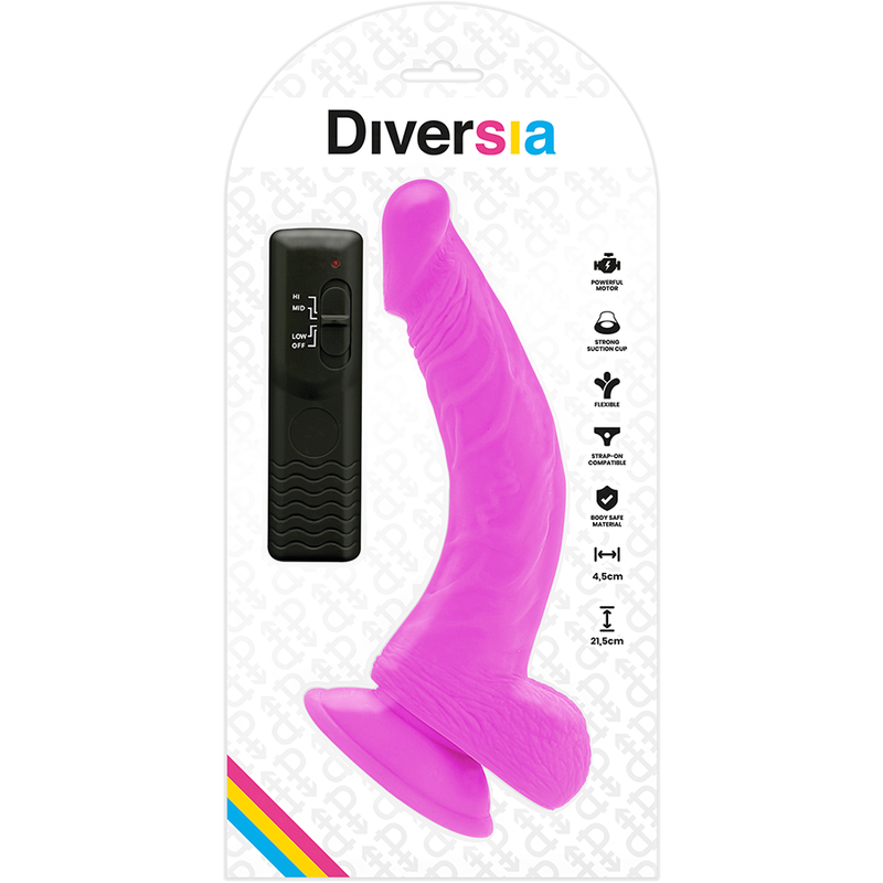 DIVERSIA - DILDO VIBRANT FLEXIBLE VIOLET 21.5 CM -Ø- 4.5 CM