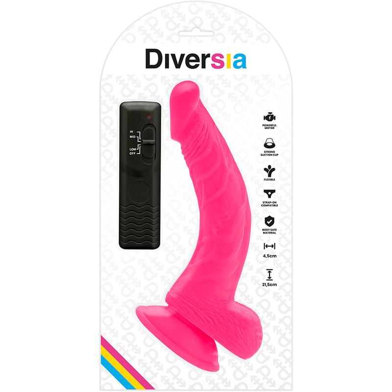 DIVERSIA - GODEMICHET VIBRANT FLEXIBLE ROSE 21.5 CM -O- 4.5 CM