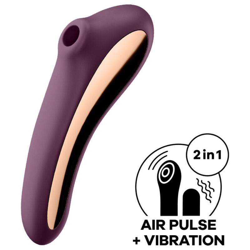 SATISFYER - VIBREUR À IMPULSION D'AIR DUAL KISS ROUGE BOURGOGNE