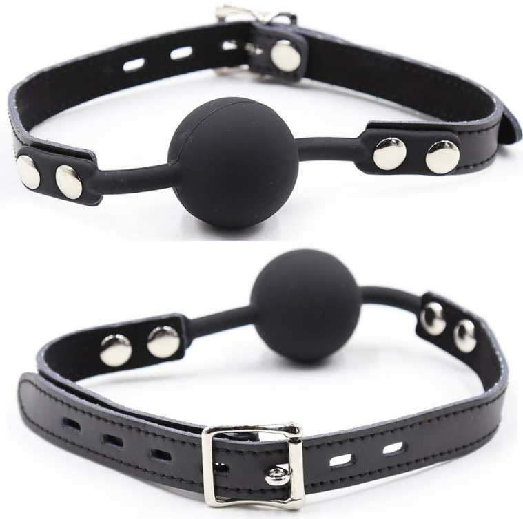 OHMAMA FETISH - BAILLON BILLE EN SILICONE AVEC SANGLE EN CUIR (CADENAS INCLUS)