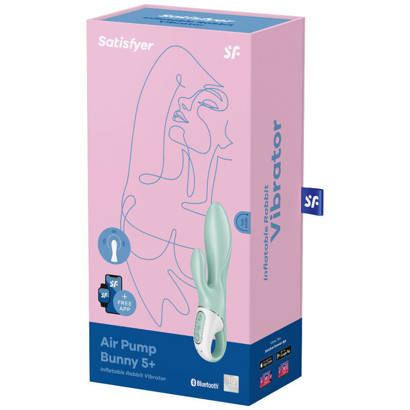 SATISFYER - AIR PUMP BUNNY 5+ VIBREUR LAPIN GONFLABLE AVEC APPLICATION VERT