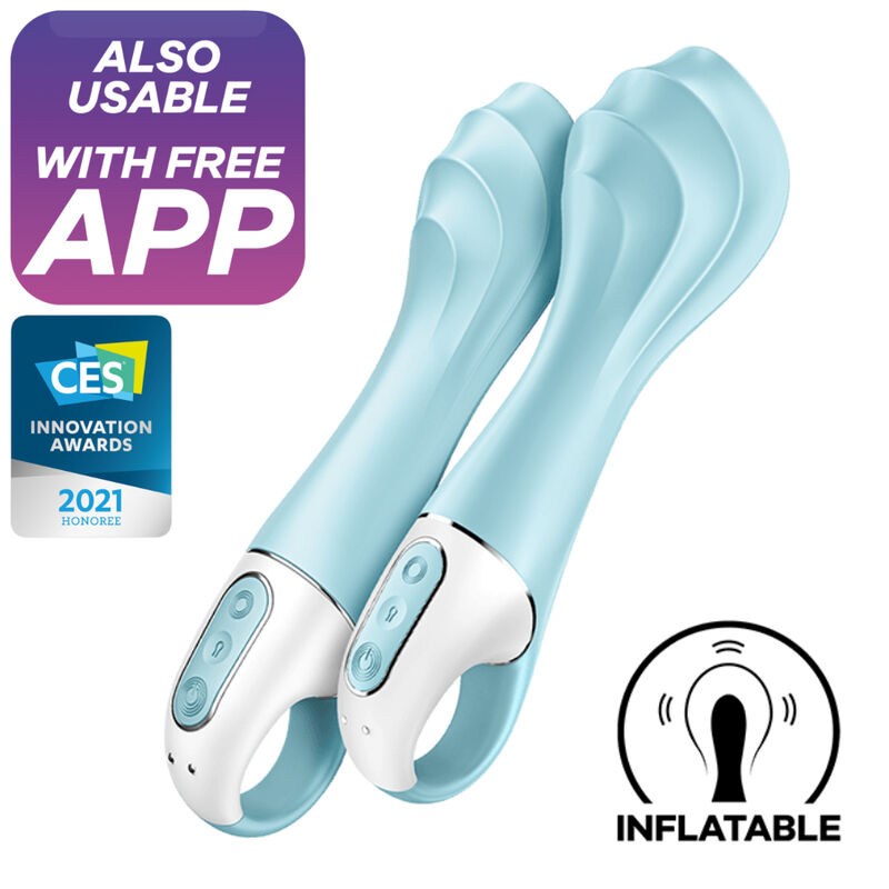 SATISFYER - VIBRATEUR À POMPE À AIR 5+ VIBRATEUR POINT G GONFLABLE APP BLEU