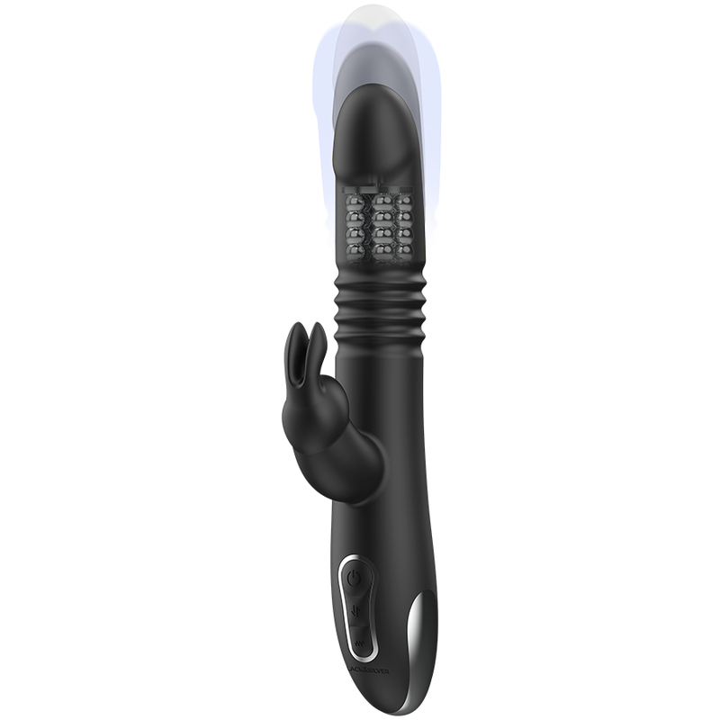 NOIR&ARGENT - VIBROMASSEUR LAPIN KENJI UP & DOWN + TÉLÉCOMMANDE WATCHME