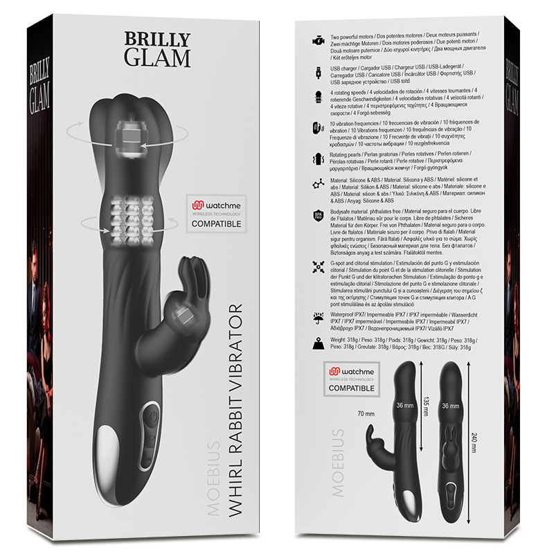 BRILLY GLAM - VIBRO-ROTATEUR MOEBIUS RABBIT + TÉLÉCOMMANDE WATCHME