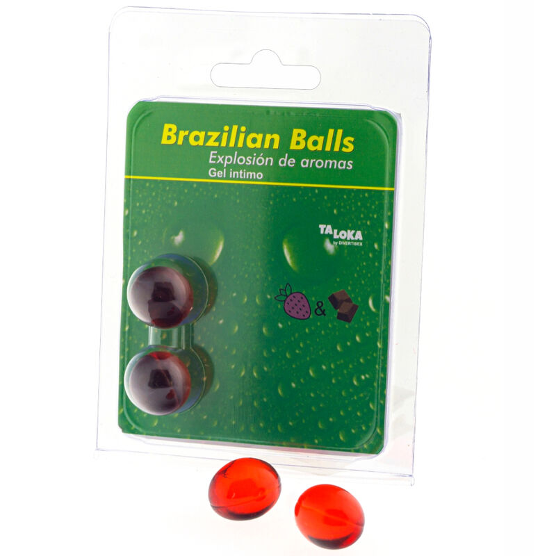 TALOKA - 2 BOULES BRÉSILIENNES, FRAISE ET CHOCOLAT, GEL INTIME