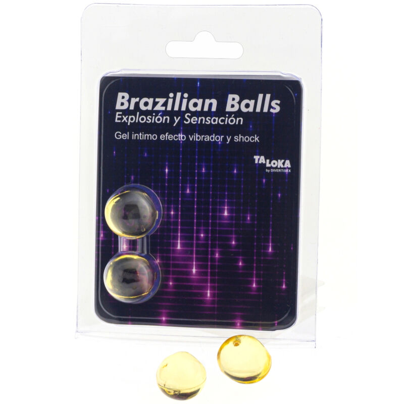TALOKA - 2 BALLES BRÉSILIENNES AVEC EFFETS DE VIBRATION ET DE CHOC GEL EXCITANT