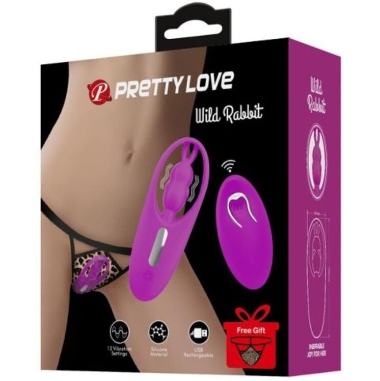 PRETTY LOVE - STIMULATEUR LAPIN SAUVAGE POUR CULOTTE AVEC TÉLÉCOMMANDE LILAS