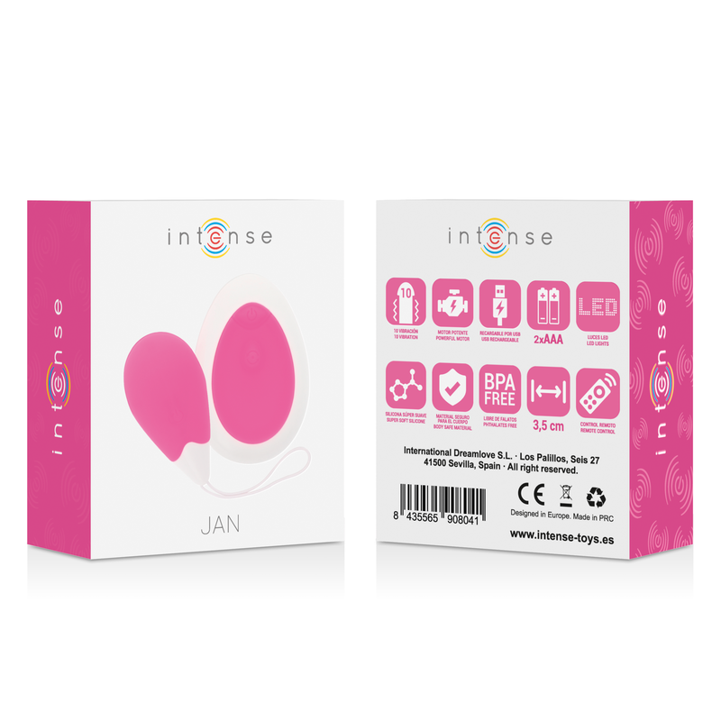 INTENSE - JAN OEUF VIBREUR TÉLÉCOMMANDE ROSE