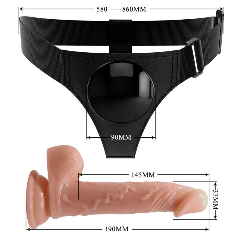 PRETTY LOVE - HARNAIS-CULOTTE HARNAIS UNIVERSEL AVEC GODEMICHET KEVIN 19 CM NATUREL