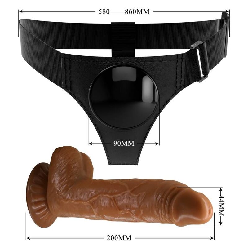 PRETTY LOVE - PANTALON À HARNAIS HARNAIS UNIVERSEL AVEC DILDO MICHAEL 20 CM NOIR