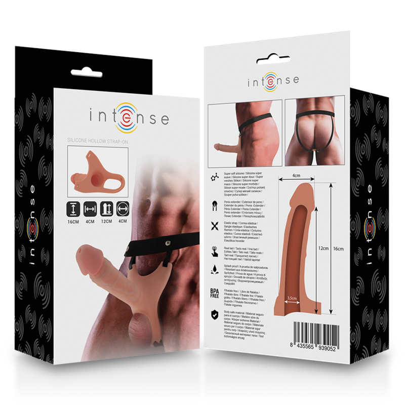 INTENSE - GODEMICHET EN SILICONE CREUX 16 X 3,5 CM
