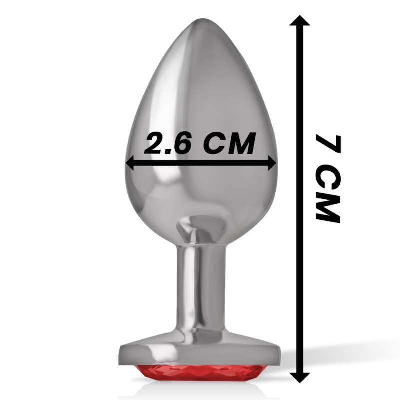 INTENSE - PLUG ANAL EN ALUMINIUM MÉTAL AVEC CRISTAL ROUGE, TAILLE S