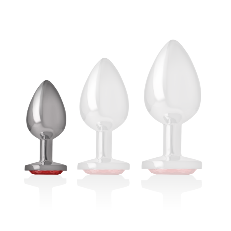 INTENSE - PLUG ANAL EN ALUMINIUM MÉTAL AVEC CRISTAL ROUGE, TAILLE S