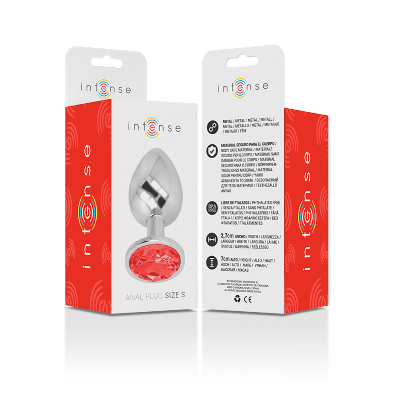 INTENSE - PLUG ANAL EN ALUMINIUM MÉTAL AVEC CRISTAL ROUGE, TAILLE S