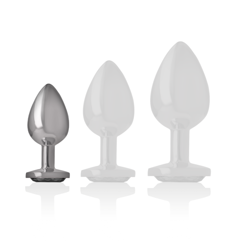 INTENSE - PLUG ANAL EN MÉTAL D'ALUMINIUM AVEC CRISTAL NOIR, TAILLE S