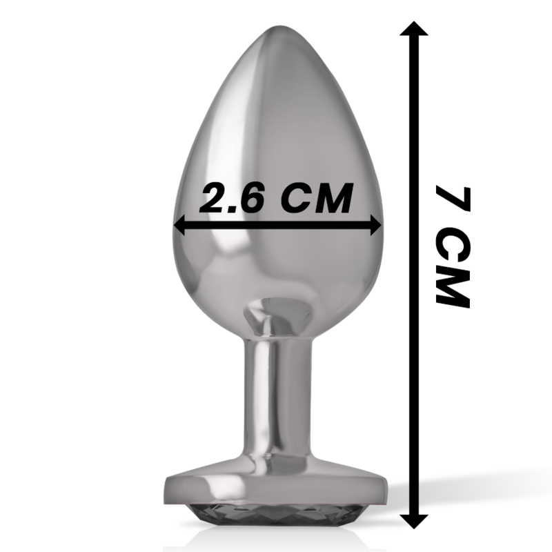 INTENSE - PLUG ANAL EN MÉTAL D'ALUMINIUM AVEC CRISTAL NOIR, TAILLE S
