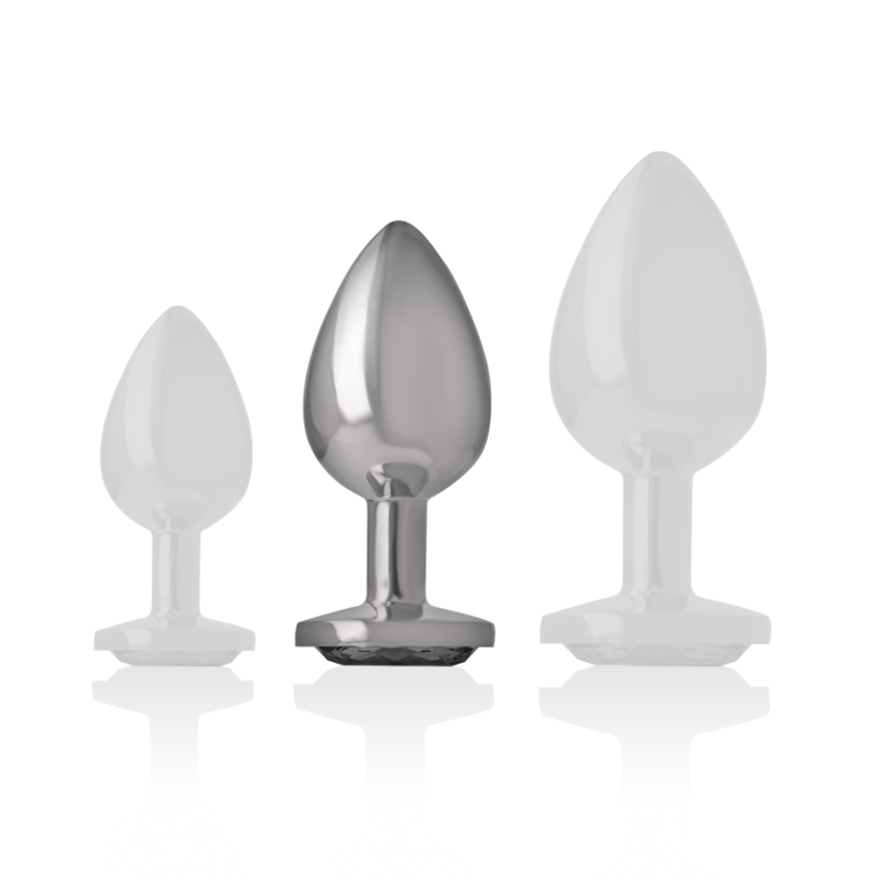 INTENSE - PLUG ANAL EN MÉTAL D'ALUMINIUM AVEC VERRE NOIR, TAILLE M