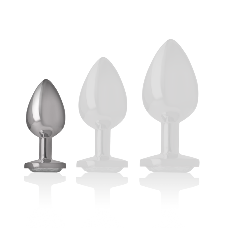 INTENSE - PLUG ANAL EN MÉTAL D'ALUMINIUM AVEC CRISTAL ARGENTÉ, TAILLE S
